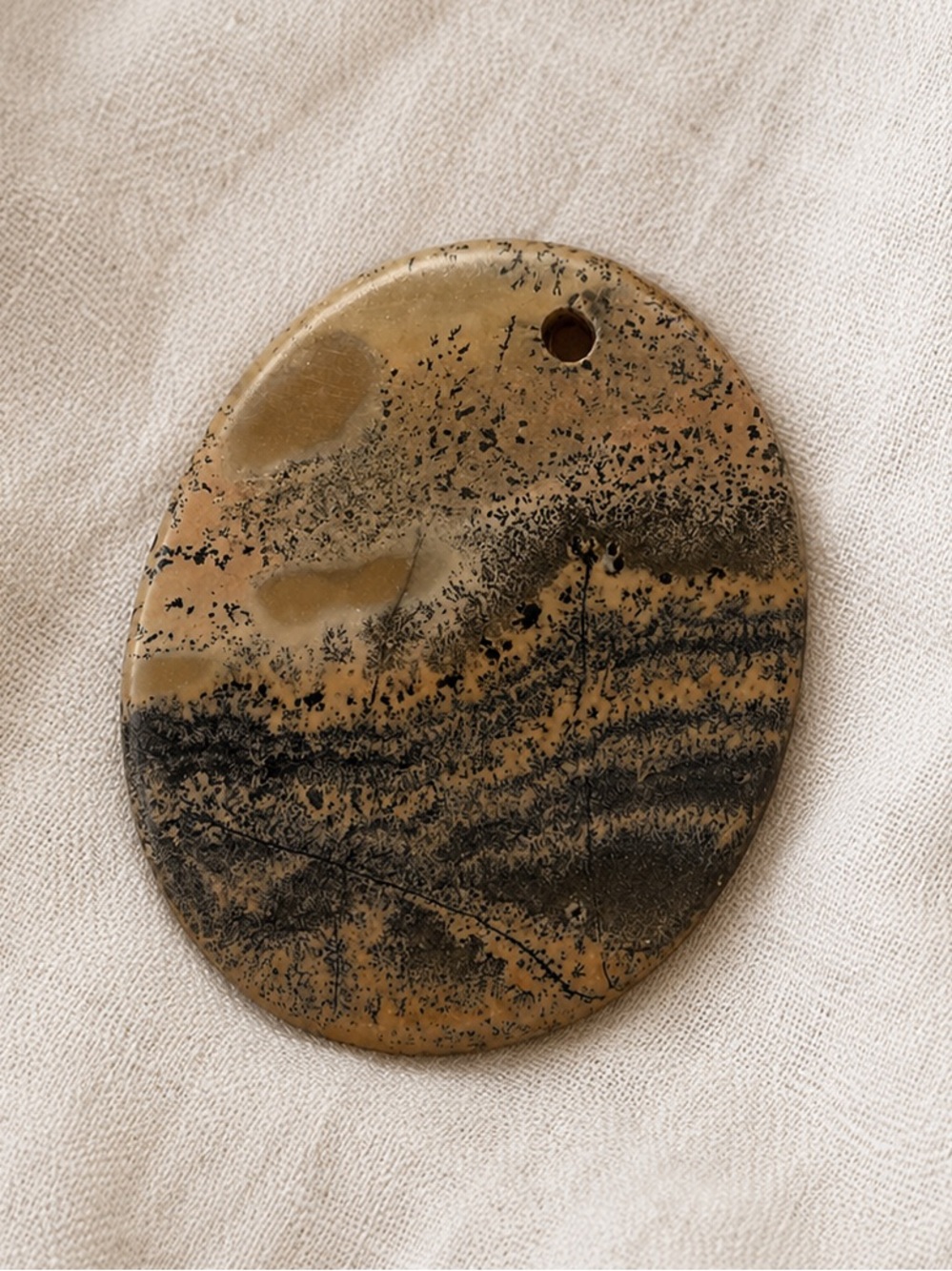 ARTISAN Large painted stone rock pendant